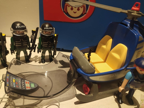 Imagen 6 de 6 de Playmobil Policías Lote 5 Muñecos + Helicóptero