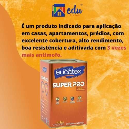 Tinta Eucatex Semi Brilho 3x + Antimofo 1 8 L Cores Standard
