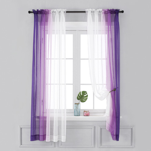 Cortinas De Lino Sintético Transparente Ombre, Juego De 2, 5