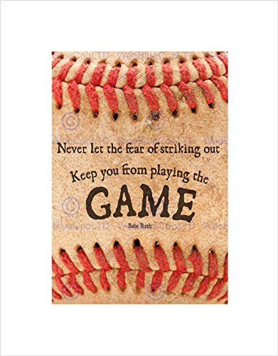 The Art Stop Never Let Fear Baseball Sport Citar Tipografía 