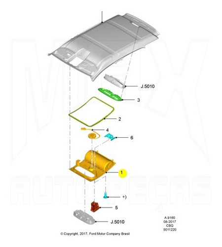 Console Teto C/porta Óculos Ecosport 2012 2013 À 2017 Orig.