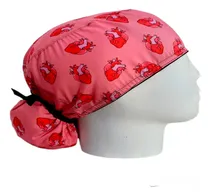 Comprar Gorro Quirúrgico Mujer + Lanyard Corazones Salmon Cardio