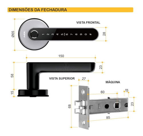 Fechadura Agl Digital Com Biometria N31 Bluetooth