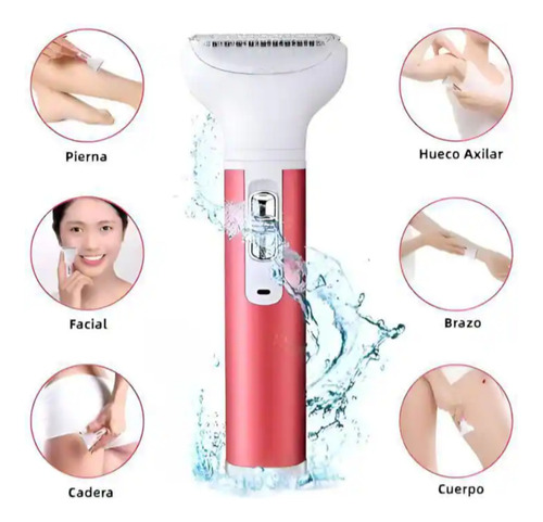 Depiladora Afeitadora Recortadora Carga Usb 5 En 1 De Mujer Rojo