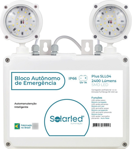 Bloco Autônomo De Emergência Led 2300 Lúmens - Solarled