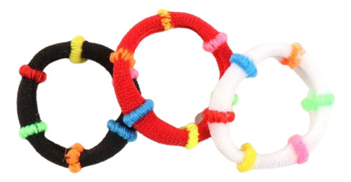 Set 50 Colet Accesorio Para Cabello Multicolor 2,5cm Color Negro/Blanco/Rojo