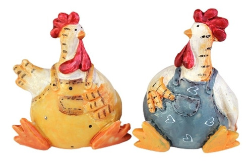 Adorno De Figuras De Gallinas De Gallo De Jardín De Pareja D