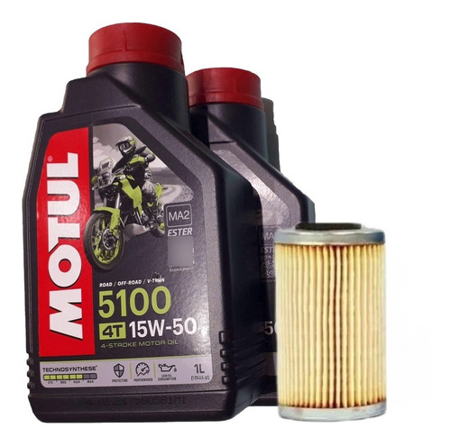 Kit Filtro De Aceite Mas Motul 5100 15w50 Bajaj Rouser Ns200