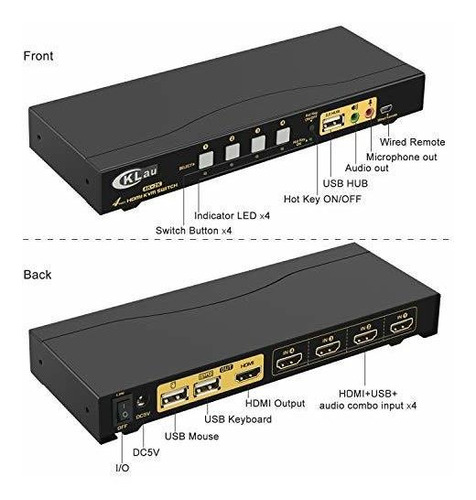 Cklau Ultra Hd 4 Port Cable Kvm Switch Control Computers