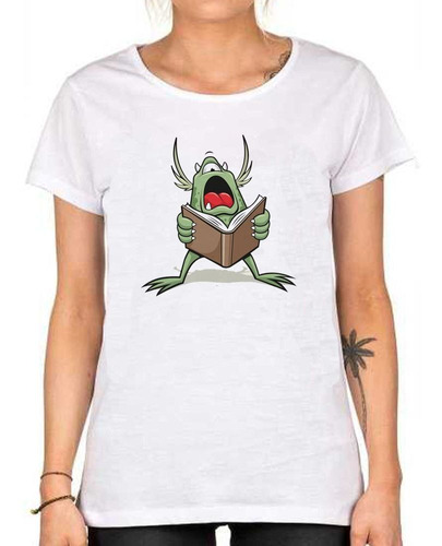 Remera De Mujer Monstruo Sorprendido Libro Lectura