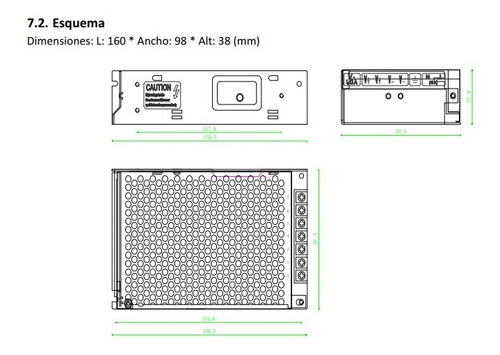 Imagen 2 de 5 de Fuente Switching Metálica 12v 20a Led , Cctv , Camaras
