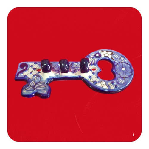 Imagen 5 de 9 de Porta Llaves De Talavera Poblana Azul 19x8 Cm Perchero