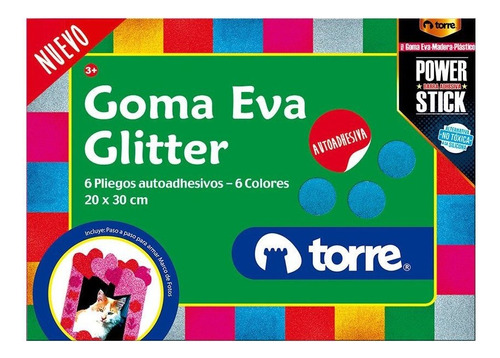 Carpeta Goma Eva Glitter  Adhesiva  6 Pliegos