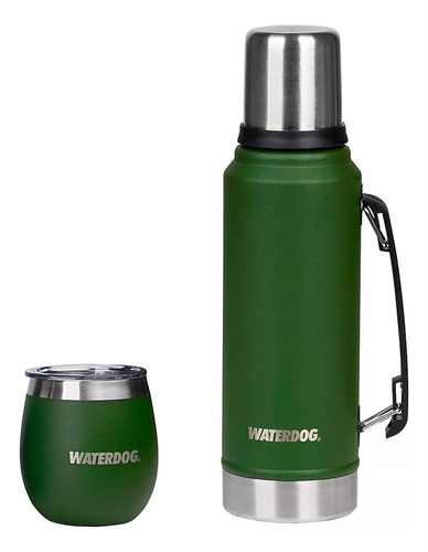 Combo Termo Waterdog 1 Lt + Mate Copon 240 Acero Inox C Tapa