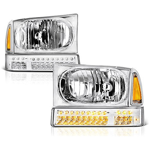 Set Faros Negros Con Señal Led Para Ford Superduty