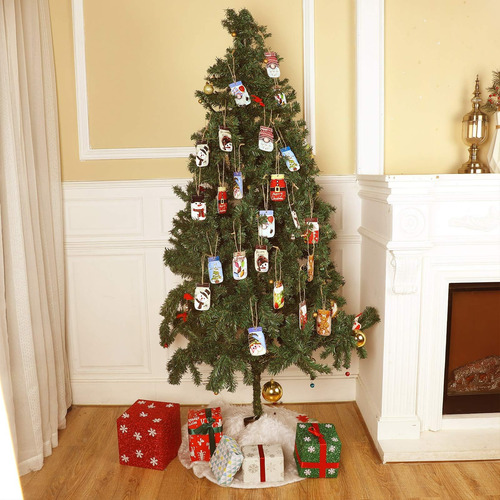 Jetec 24 Pcs Adornos De Árbol De Navidad De Madera Masón Jar