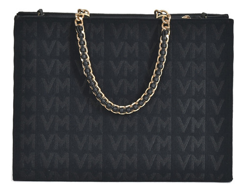 Bolsa Tote Grande Jacquard Preto Ref: B1-134-01 Preto Monograma Via Marte Preto