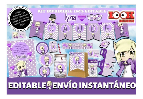 Kit Imprimible Candybar Lyna Youtuber 100% Editable