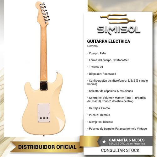 Imagen 3 de 5 de Guitarra Electrica Stratocaster Leonard Le362 Palanca Cable