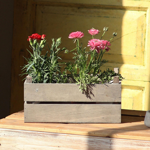 Maceta Rústica De Madera Para Verdes, Caja Decorativa