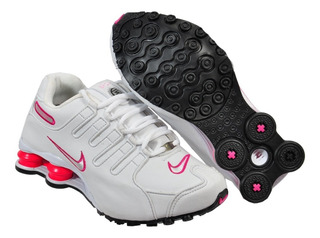 nike shox feminino rosa e branco