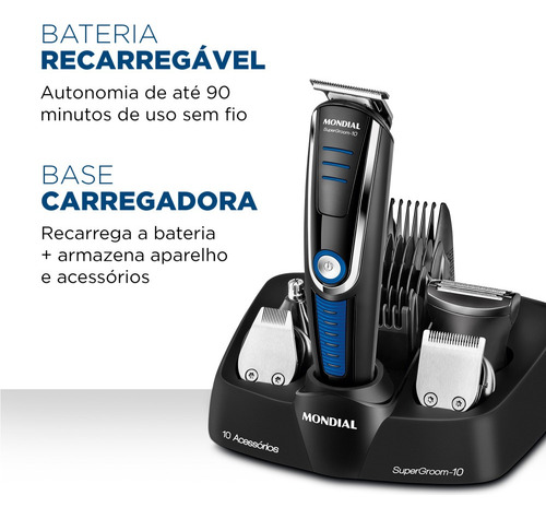 Aparador De Pelos Super Groom 10 Bg-03 Mondial