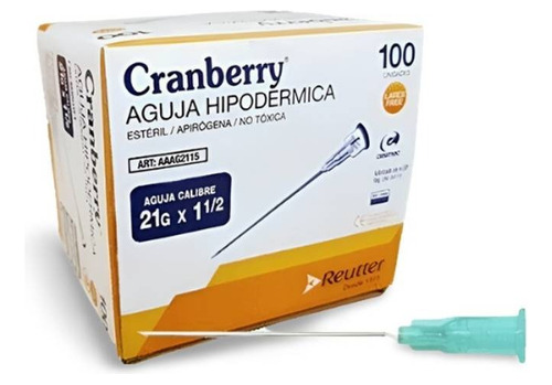 200 Unidades Aguja Hipodermica 21g X 1 1/2 Cranberry