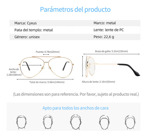 Cyxus Gafas De Filtro De Luz Azul De Computadora Armazon Color Dorado,Protege Ojos de Rayos Azules, Para Trabajo, Gaming, Estudio, Anti - Reflejo, Anti - Cansancio, Moda y Funcional
