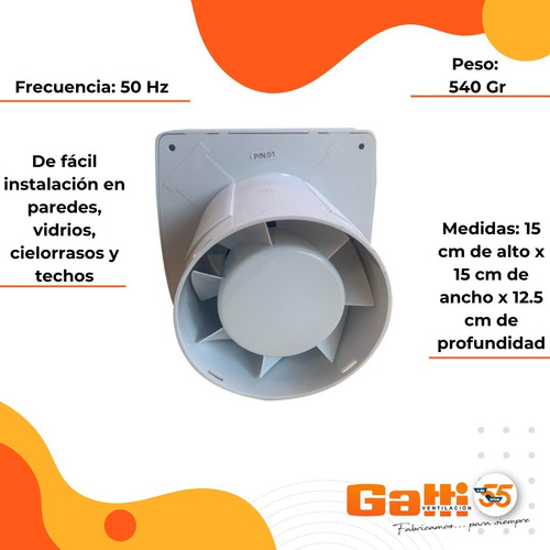 Imagen 6 de 8 de Extractor De Aire Baño/cocina 4 (10 Cm) Tapa Ciega C/ Timer