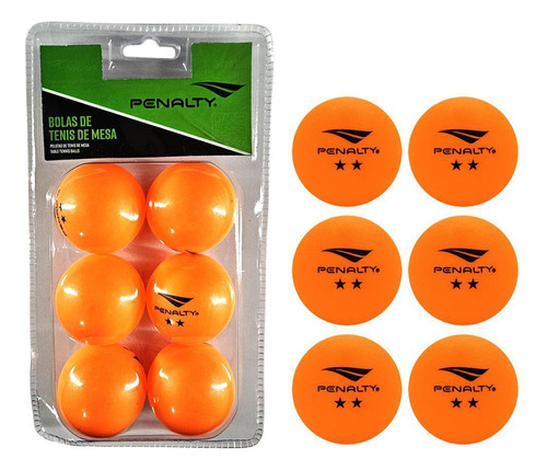 Kit Com 6 Bolas De Ping Pong Tênis De Mesa Penalty Laranja