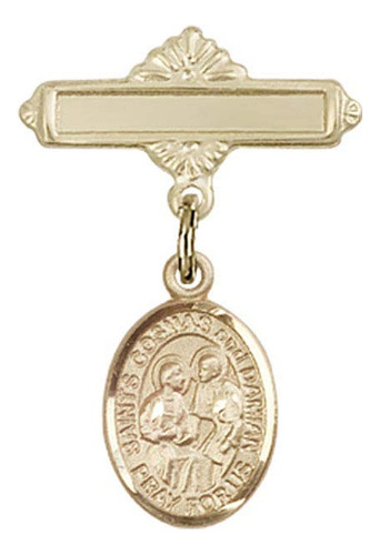 Baby Badge 14kt Gold With Sts Cosma Damian Charm