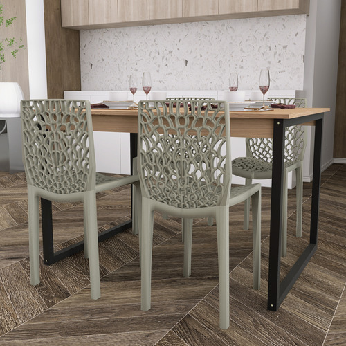 Conjunto Mesa Jantar 120x90 + 4 Cadeiras Gruvyer Design Clás