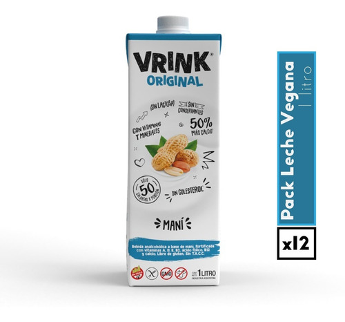 Vrink Leche Mani Original X 1lt Vegana S/tacc Pack X12