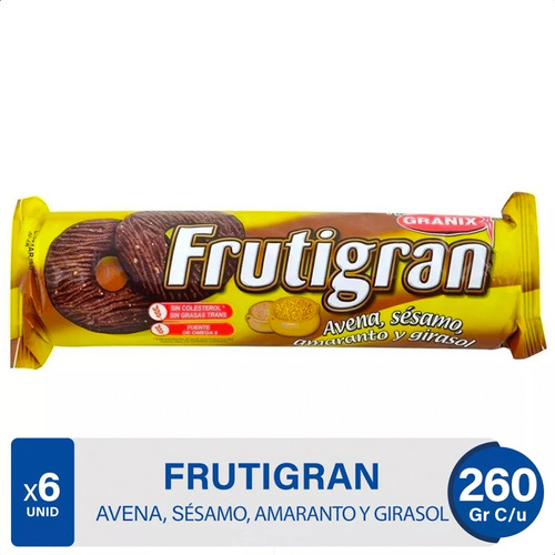 Galletitas Frutigran Avena Sesamo Amaranto Girasol - Pack X6