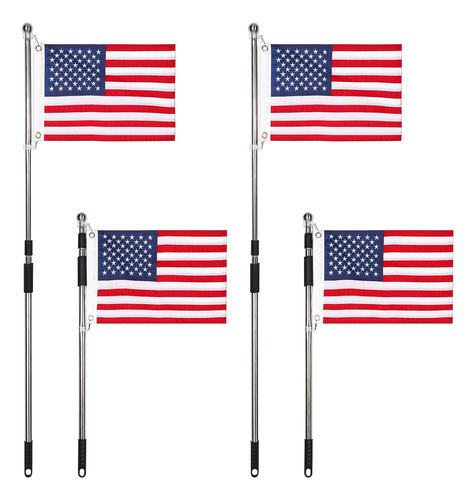 2 Banderas De Barco De Estados Unidos Con Asta Telescópica D
