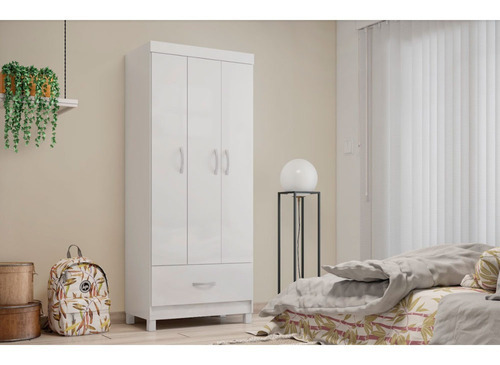 Guarda Roupa Prince 3 Portas Demobile Cor Branco