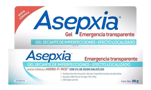 Asepxia Gel Transparente Secante 2% Ácido Salicílico 28gr 