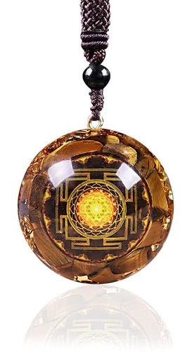 Collar Con Colgante De Orgonita De Ojo De Tigre Sri Yantra,