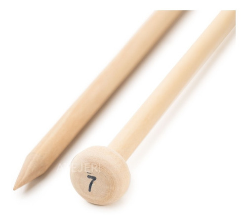 Par 2 Agujas Tejer De Madera Tricot N° 7mm X Par