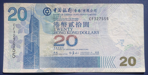 Hong Kong: Bela Cédula 20 Dollars 2003 - Mbc/s - Escassa (Usado)