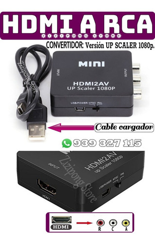 Imagen 4 de 6 de Conversor Hdmi A Rca Upscaler 1080p