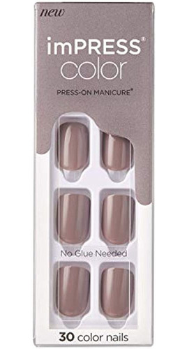 Kiss Impress Color Press-on Manicure, Kit De Uñas De Gel, Te