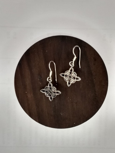 Aretes Nudo De Brujas Chico Curado Luna Llena Plata 925