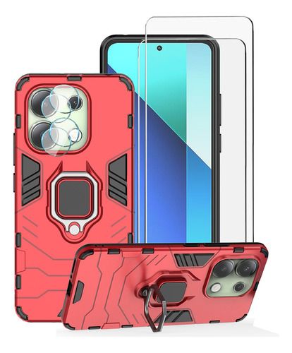 Uso rudo Funda Para Redmi Note 13 4g + 2 Micas + 2 Lentes