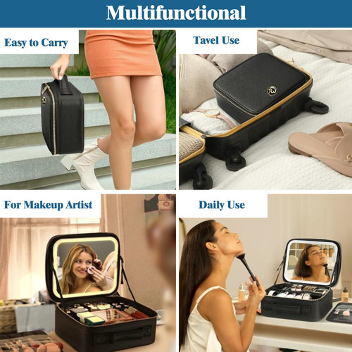 Estuche De Maquillaje Multifuncion Con Espejo Luz Maquillaje