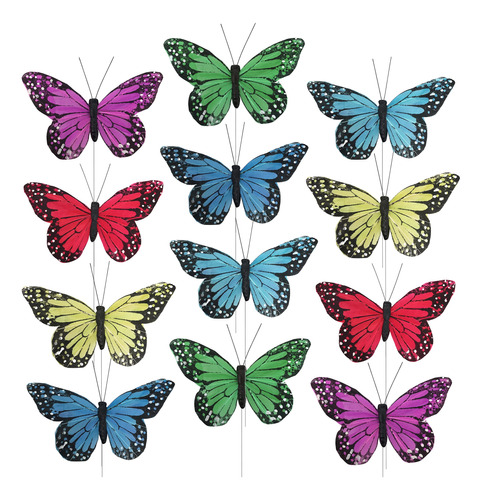 Banberry Designs - Juego De 12 Mariposas De Colores Vibrante