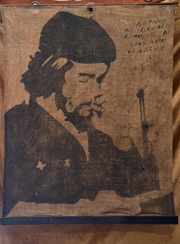 Che Guevara Antiguo Colgante En Tela Arpillera 90 X 70 Cm