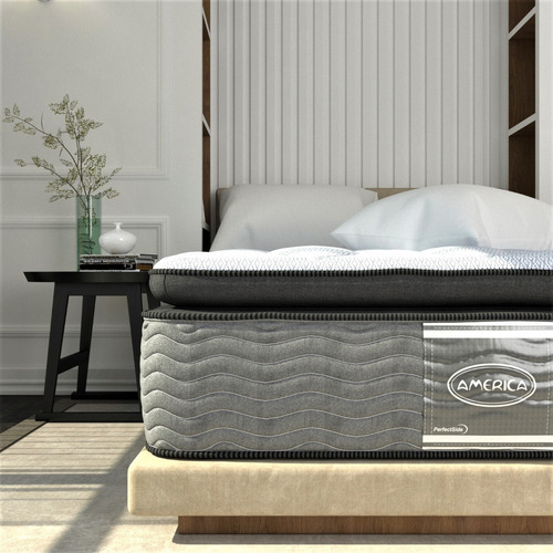 Imagen 2 de 6 de Colchón Matrimonial America Smart Confort+2almohadas+ Envió