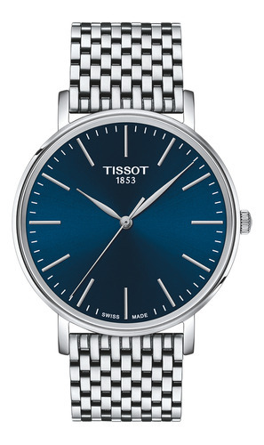 Reloj Hombre Tissot T143.410.11.041.00 Everytime Color de la correa Plateado Color del bisel Plateado Color del fondo Azul