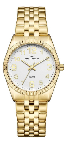 Relógio Backer Feminino Ref: 10313145f Br Clássico Dourado